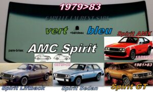 Pare-brise teinté vert +bandeau bleu AMC SPIRIT - 1979/83