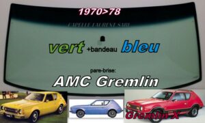 Pare-brise teinté vert +bandeau bleu AMC GREMLIN - 1970/78