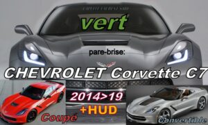 Pare-brise teinté vert CHEVROLET CORVETTE C7 COUPE/CABRIOLET - 2014/19