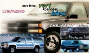 Pare-brise teinté vert +bandeau bleu CHEVROLET SUBURBAN - TAHOE - 1995/00
