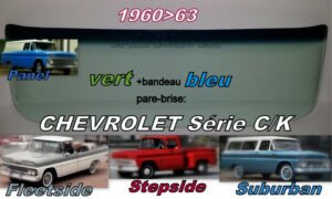 Pare-brise teinté vert +bandeau bleu CHEVROLET C/K - 1960/63