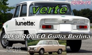 Lunette teintée verte ALFA ROMEO GIULIA Berlina - 1962/78