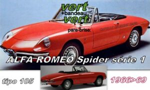 Pare-brise teinté vert +bandeau vert ALFA ROMEO SPIDER Série 1 - 1966/69