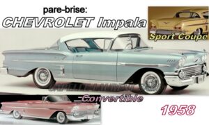 Pare-brise teinté vert +bandeau bleu CHEVROLET IMPALA SPORT COUPE/CABRIOLET - 1958