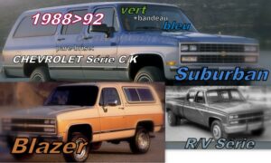 Pare-brise teinté vert +bandeau bleu CHEVROLET BLAZER - SUBURBAN - 1988/92