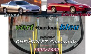 Pare-brise teinté vert +bandeau bleu CHEVROLET CAMARO 4 coupé/cabriolet - 1993/2002