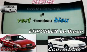 Pare-brise teinté vert +bandeau bleu CHRYSLER LEBARON COUPE/CABRIOLET - 1987/93