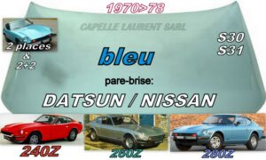 pare-brise teinté bleu DATSUN 240Z/260Z/280Z - 1970/78