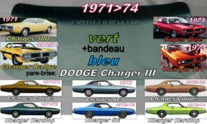 Pare-brise teinté vert +bandeau bleu DODGE CHARGER 3 HARDTOP/COUPE - 1971/74