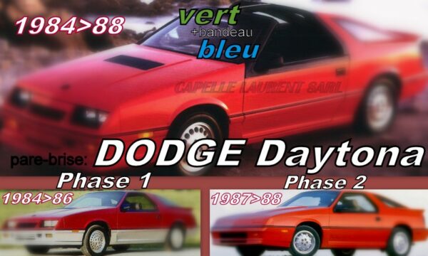 Pare-brise teinté vert +bandeau bleu DODGE DAYTONA - 1984/88