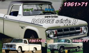 Pare-brise teinté vert+bandeau bleu DODGE série D/W PICKUP - 1961/71