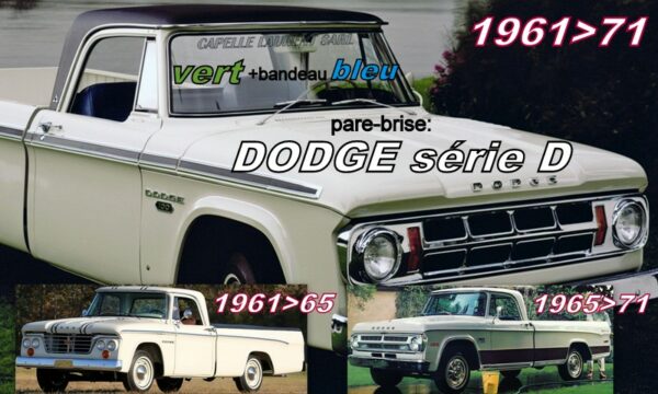 Pare-brise teinté vert+bandeau bleu DODGE série D/W PICKUP - 1961/71