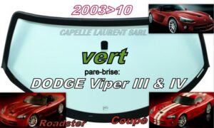Pare-brise teinté vert +bandeau bleu DODGE VIPER COUPE/ROADSTER - 2003/10