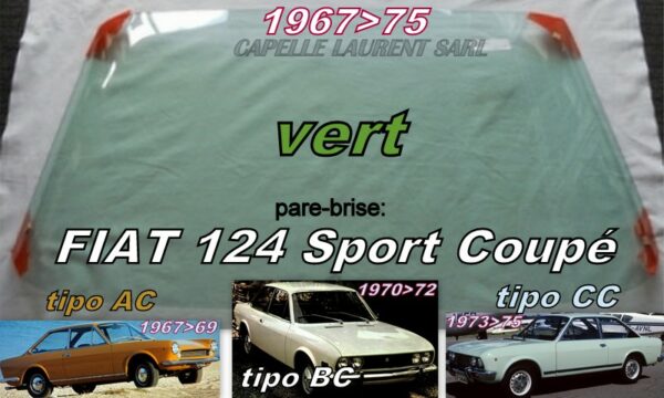 Pare-brise teinté vert FIAT 124 SPORT COUPE - 1967/75