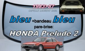 Pare-brise teinté bleu +bandeau bleu HONDA PRELUDE 2 COUPE - 1982/87