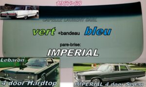 Pare-brise teinté vert +bandeau bleu IMPERIAL - 4D SEDAN/HARDTOP - 1967/68