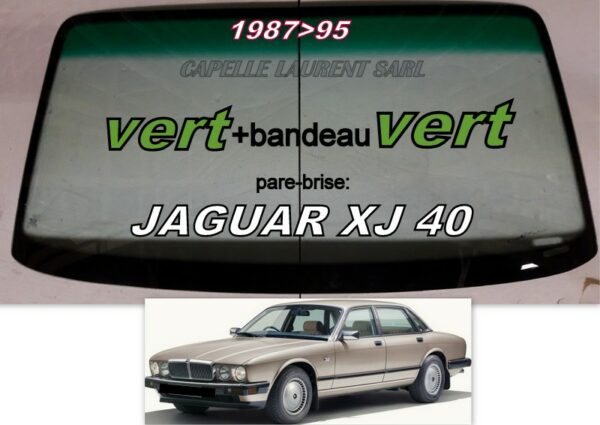 Pare-brise teinté vert +bandeau vert JAGUAR XJ40 - 1987/95 +vin