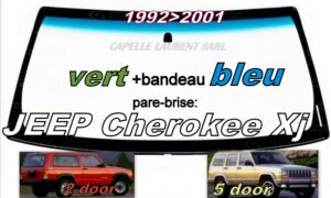 Pare-brise teinté vert +bandeau bleu JEEP CHEROKEE XJ - 1992/01
