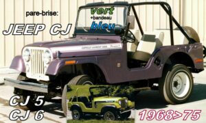 Pare-brise teinté vert +bandeau bleu JEEP CJ5 / CJ6 - 1968/75