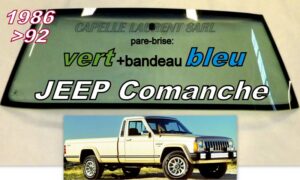 Pare-brise teinté vert +bandeau bleu JEEP COMANCHE - 1986/92