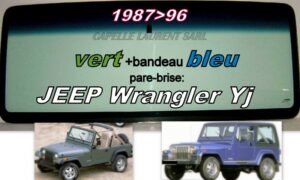 Pare-brise teinté vert +bandeau bleu JEEP WRANGLER YJ - 1987/96