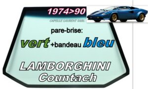 Pare-brise teinté vert +bandeau bleu LAMBORGHINI COUNTACH - 1974/90