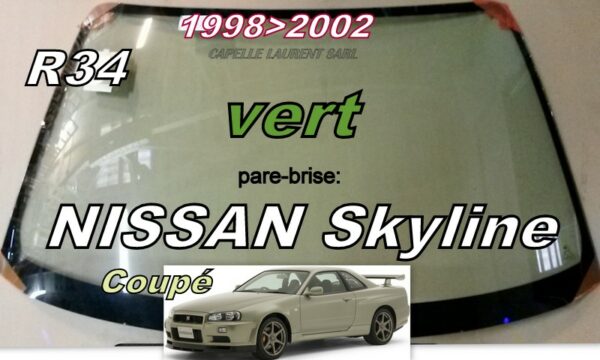 Pare-brise teinté vert  NISSAN SKYLINE R34 - 1998/02