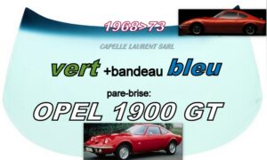 Pare-brise teinté vert +bandeau bleu OPEL GT - 1968/73