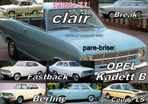 Pare-brise clair OPEL KADETT B - 1965/73