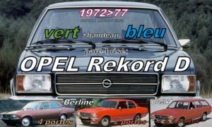 Pare-brise teinté vert +bandeau bleu OPEL REKORD D BERLINE/BREAK - 1972/77