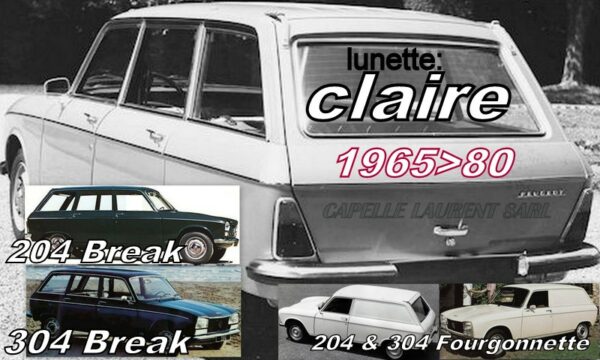 Lunette claire PEUGEOT 204/304 BREAK/FOURGONNETTE - 1969/80