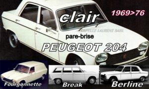 Pare-brise clair PEUGEOT 204 BERLINE/BREAK -1969/76