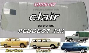 Pare-brise clair PEUGEOT 403 BERLINE/BREAK/PICKUP - 1955/67