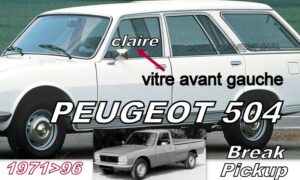 Vitre de porte avant gauche claire PEUGEOT 504 Break & Pickup - 19671/96
