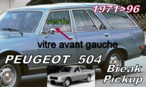 Vitre de porte avant gauche teintée verte PEUGEOT 504 Break & Pickup - 19671/96
