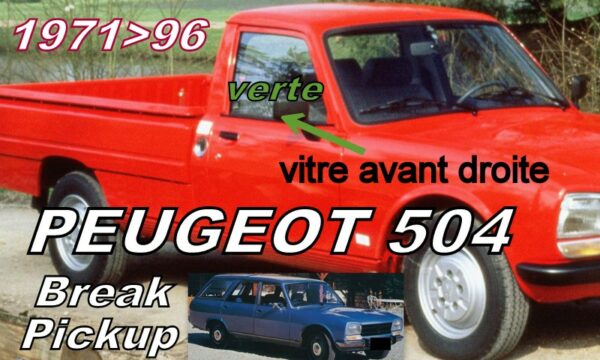 Vitre de porte avant droite teintée verte PEUGEOT 504 Break & Pickup - 19671/96