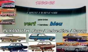 Pare-brise teinté vert +bandeau bleu PLYMOUTH FURY/BELVEDERE/SATELLITE/SAVOY - 1964/65