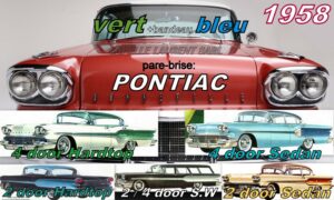 Pare-brise teinté vert +bandeau bleu PONTIAC 2/4 D SEDAN/HT/SW - 1958