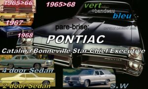 Pare-brise teinté vert +bandeau bleu PONTIAC CATALINA/BONNEVILLE  2/4 D Sedan/SW - 1965/68