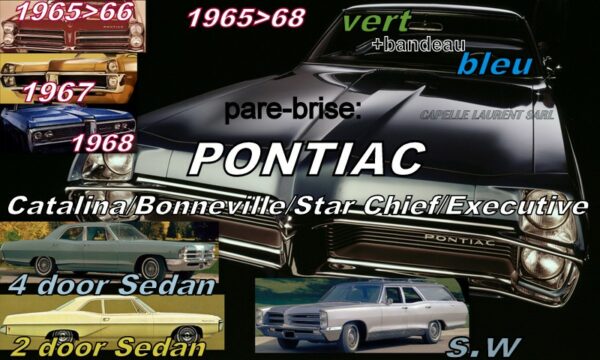 Pare-brise teinté vert +bandeau bleu PONTIAC CATALINA/BONNEVILLE  2/4 D Sedan/SW - 1965/68