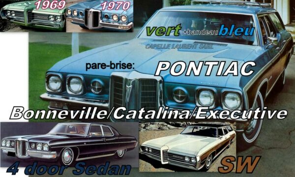 Pare-brise teinté vert +bandeau bleu PONTIAC BONNEVILLE/CATALINA/EXECUTIVE 4 D Berline/SW- 1969/70