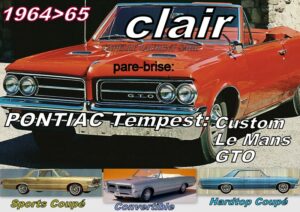 Pare-brise clair PONTIAC TEMPEST 2D Sedan/HT/Cab - 1964/65