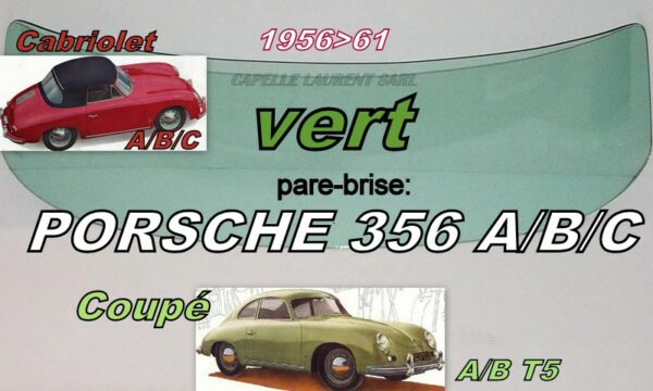 Pare-brise teinté vert PORSCHE 356 A/B/C COUPE/CABRIOLET - 1955/65