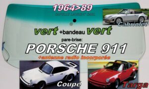 Pare-brise teinté vert+bandeau vert PORSCHE 91 -1964/89 +antenne
