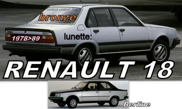 Lunette teintée bronze RENAULT 18 BERLINE - 1978/89