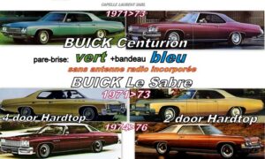 Pare-brise teinté vert +bandeau bleu BUICK LESABRE/CENTURION - 2/4D HARDTOP - 1971/76