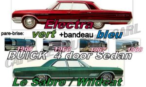 Pare-brise teinté vert +bandeau bleu BUICK ELECTRA/LESABRE/WILDCAT - 4D SEDAN - 1965/68