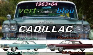 Pare-brise teinté vert +bandeau bleu CADILLAC SEDAN (6 window) - 1963/64