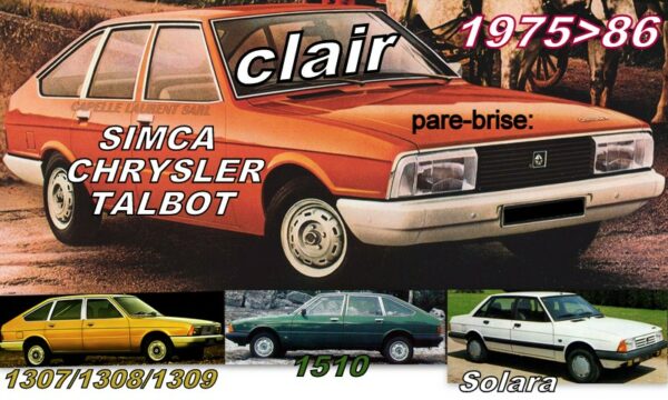 Pare-brise clair SIMCA 1307 / 1510 / SOLARA - 1975/86