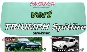 Pare-brise teinté vert TRIUMPH SPITFIRE MK1/2/3 - 1962/70- GT6 MK1/2 - 1966/70